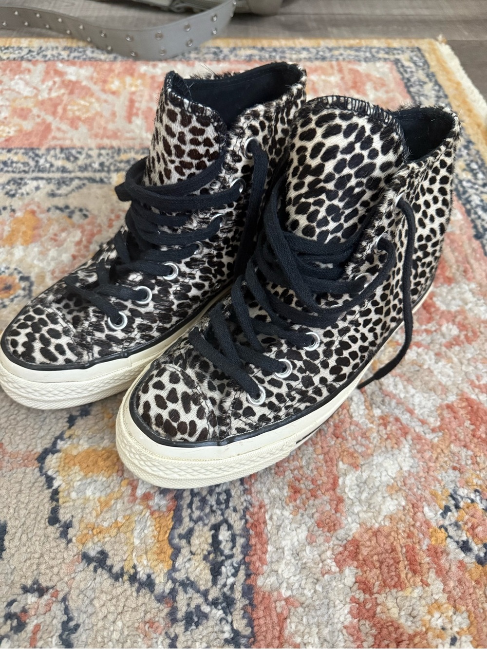Converse Chuck Taylor Women's High-Top Sneakers in Cheetah Faux Pony Hair RARE